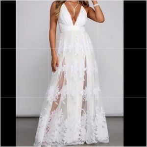 Small White Morgan Formal Flocked Velvet Dress from Windsor